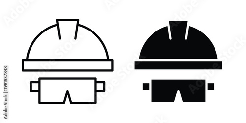 Safety helmet icon vector logo. icons in solid, editable strokes.