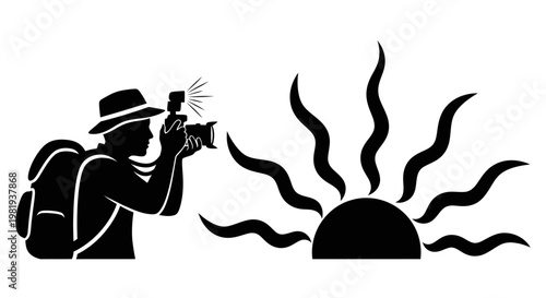 Man taking photo with camera outdoors.