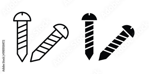 Screws icon vector logo. icons in solid, editable strokes.