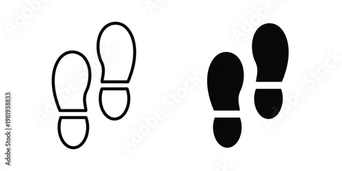 Shoe print icon vector logo. icons in solid, editable strokes.
