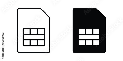 Sim card icon vector logo. icons in solid, editable strokes.