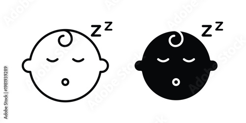 Sleeping baby icon vector logo. icons in solid, editable strokes.
