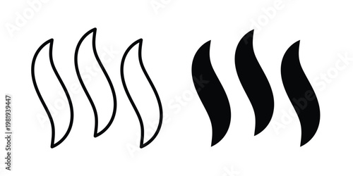 Smoke steam silhouette icon vector logo. icons in solid, editable strokes.