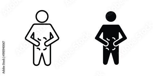 Stomachache icon vector logo. icons in solid, editable strokes.