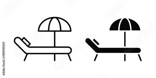 Sun bed icon vector logo. icons in solid, editable strokes.