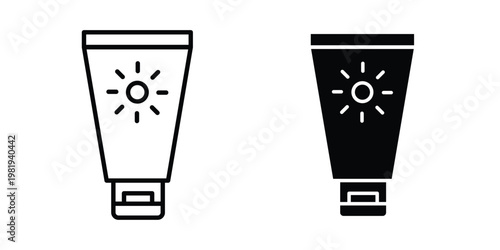 Sun cream icon vector logo. icons in solid, editable strokes.