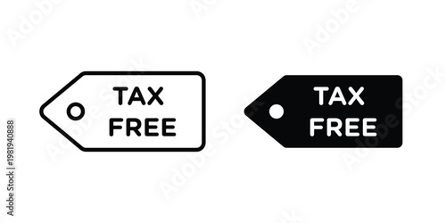 Tax free icon vector logo. icons in solid, editable strokes.