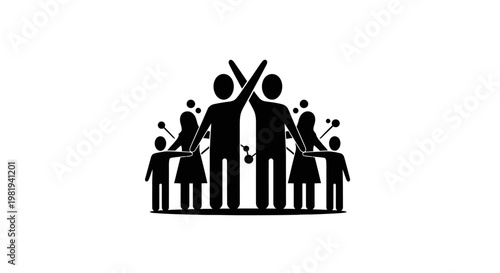 Family Silhouette People Together Happy.