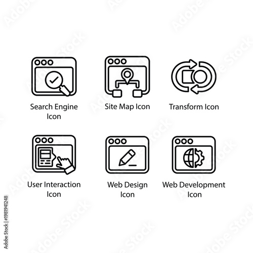 Search Engine, Site Map, Transform, User Interaction, Web Design, Web Development, icon