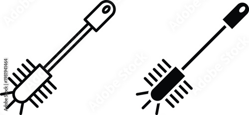 Toilet brush icon vector logo. icons in solid, editable strokes.