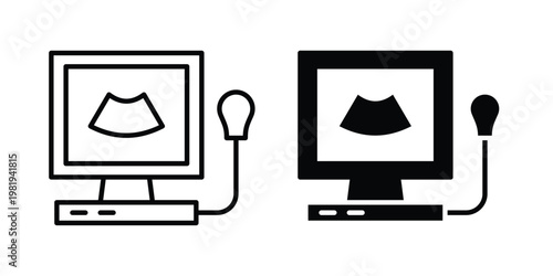 Ultrasonography icon vector logo. icons in solid, editable strokes.