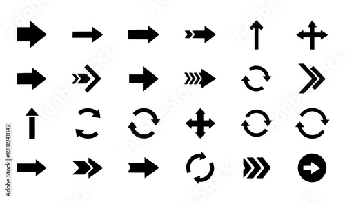 Black arrow icon set directional navigation arrows minimal flat vector collection