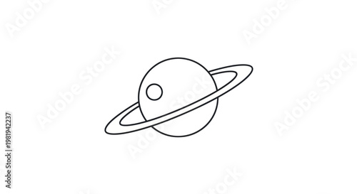 Minimalist Saturn Planet Icon, Ringed Celestial Body, Space Exploration
