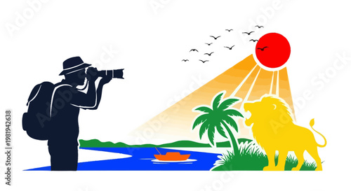 Man taking photo with camera outdoors.