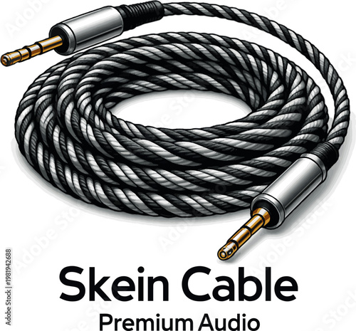 Create a realistic Skein cable vector art with white background..
