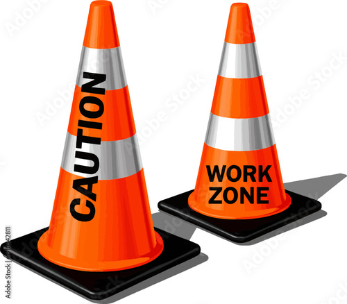 Create a realistic Traffic cones vector art with white background..