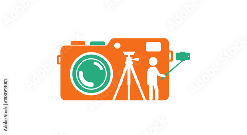 Camera with tripod and photographer.