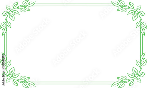 Green Leafy Border Frame with Rounded Corners