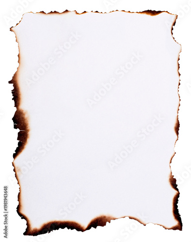 Burnt paper frame with charred edges and scorched texture forming a dramatic vintage fire border