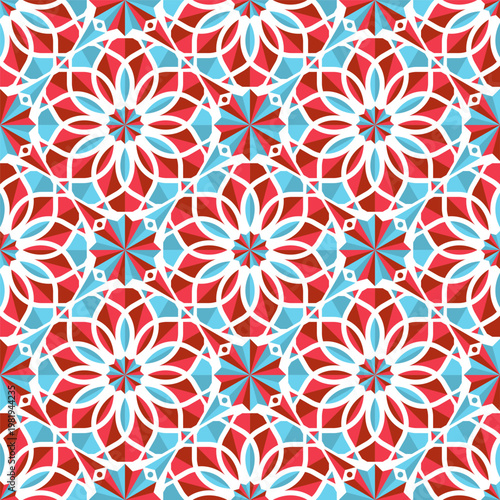Seamless texture with arabic geometric ornament. Vector asian mosaic pattern with alternating decorative elements