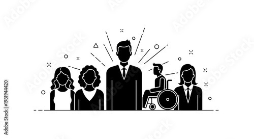 Diverse group of business people standing.