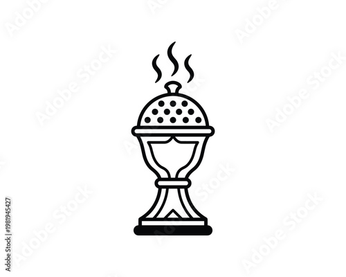 Detailed incense burner vector illustration with smoke