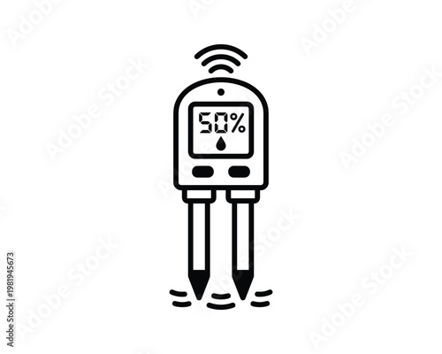 Digital Soil Moisture Meter Icon with 50% Water Level Indicator