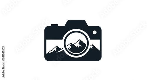 Camera Icon with Mountain View.