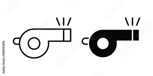 Whistle icon vector logo. icons in solid, editable strokes.