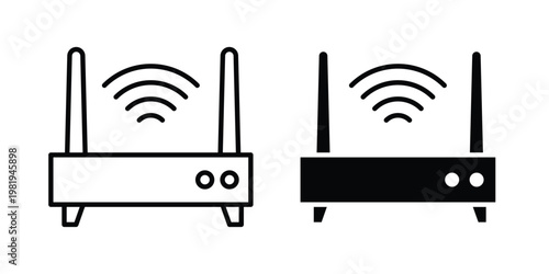 Wifi modem icon vector logo. icons in solid, editable strokes.
