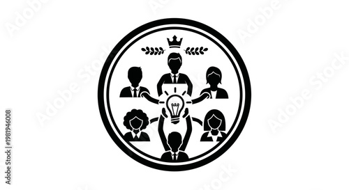 Black and white teamwork collaboration logo.