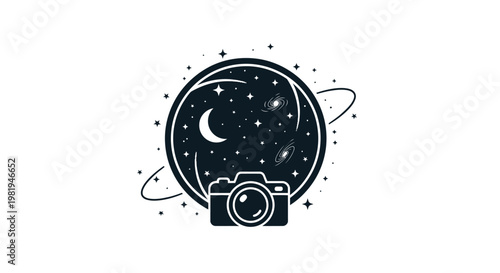 Camera with celestial night sky view.