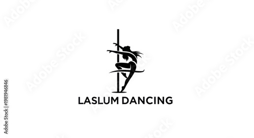Silhouette of a woman performing pole dancing, logo design