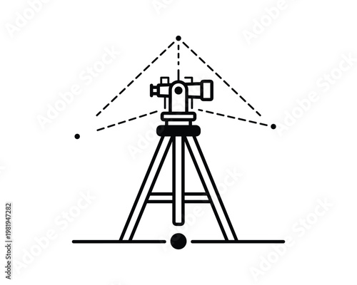 Geographic triangulation station vector icon on white background