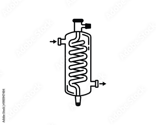 Glass condenser tube vector diagram, scientific lab equipment design