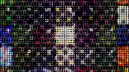 Wallpaper Mural Abstract digital visual with geometric patterns and neon colors creating a futuristic look. Torontodigital.ca