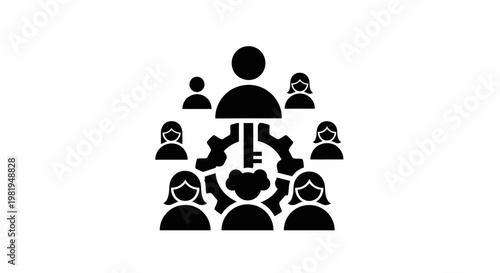 Black silhouette of people communicating.