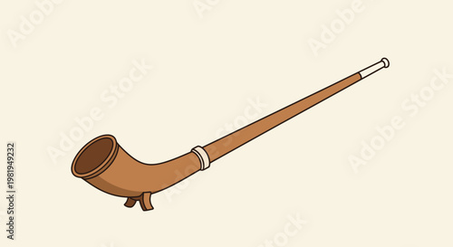 Classic wooden smoking pipe with curved stem.