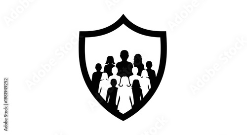 Shield Protecting Diverse Group People.
