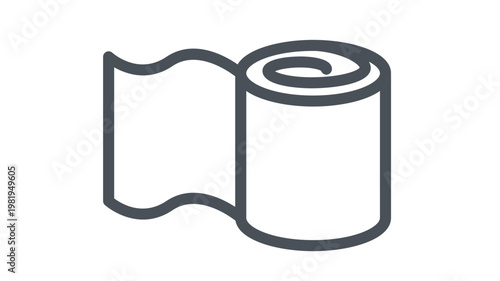 Medical bandage roll vector icon. Minimalist black line illustration of a gauze roll for first aid, healthcare, and injury treatment. Scalable symbol for medical kits, nursing, and wound care.