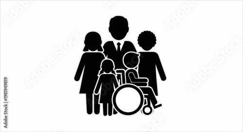 Diverse family with disabled child.