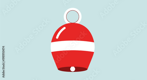 Red and white lifebuoy buoy with loop.