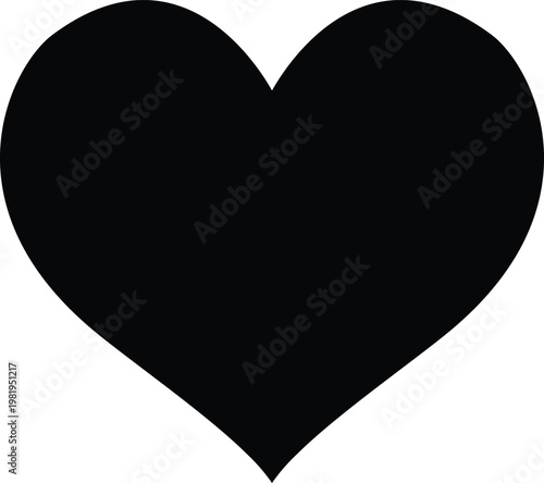 Vector heart. Black color heart illustration isolated on white background.