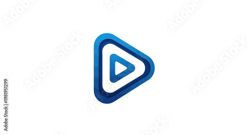Abstract Play Button Icon with Blue and White Geometric Pattern