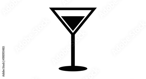 Minimalist Martini Glass Silhouette with Dark Liquid