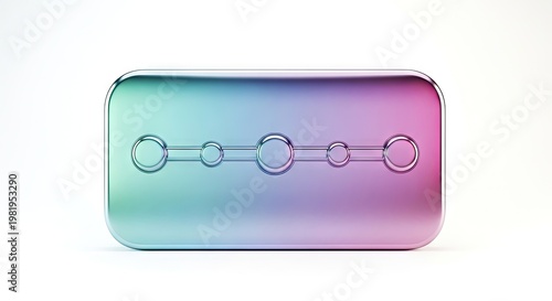 Abstract 3D tech icon with iridescent gradient surface and connection node symbol isolated on white background