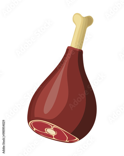 Roasted pork leg meat with rich texture for traditional banquet and butcher shop protein display concept - Vector Illustration