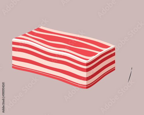 Raw pork chop meat slice for frying and grilling delicious dinner with high protein content - Vector Illustration