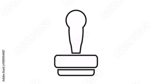 Canvas Print Black line art vector icon of a rubber stamp, minimalist silhouette symbol for office use, official documents, and business approval processes