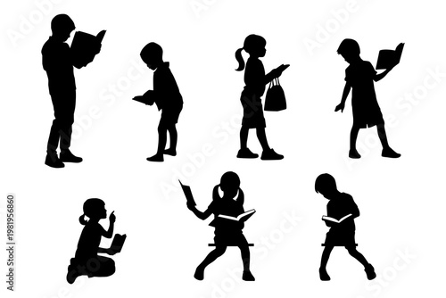 shadow shilloute child reading a book